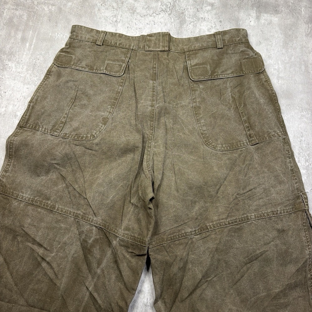 VTG Bugle Boy Pleated Cargo Pants Fits 32 Baggy 80s Brown Carpenter Jeans Khakis - Picture 9 of 10